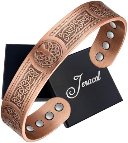 Jeracol Copper Bracelet for Men,18pcs Strength Magnets Copper Magnetic Bracelets, Brazaletes Jewelry with Gift Box
