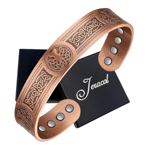 Jeracol Copper Bracelets for Men Women,Tree of Life and Celtic