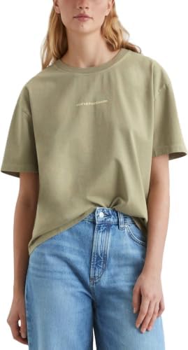 Marc O'Polo Denim Damen T-Shirt aus Bio-Baumwolle Relaxed Fit, Grün (Dusky Green), M