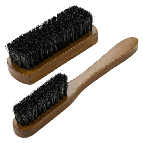 TAKAVU Leather & Upholstery Cleaning Brush Set, 100% Black Boar Bristle, to Clean Car Seats & Leather Sofas, for Alcantara, Interiors, Furniture, Boots, Shoes, Bags and More