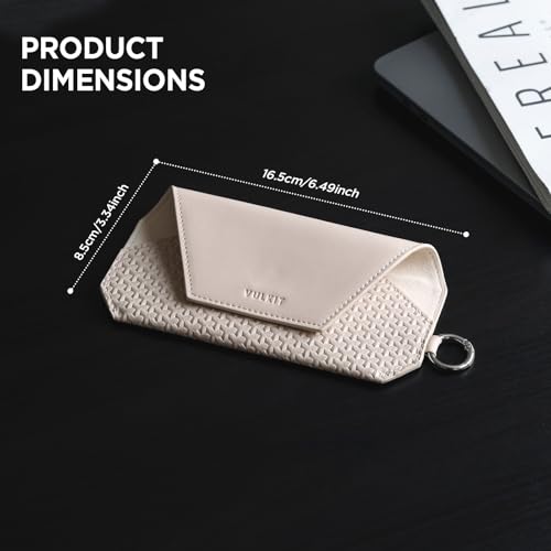 Image of VULKIT Portable Leather Eye Glasses Case for Women & Men, Slim Sunglass Case, Unisex Eyeglass Case