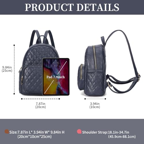 Image of Quilted Small Backpack for Women PU Leather Casual Handbag Daypack Purse | Stylish Quilted Design, water-resistant premium PU leather, matches all daily outfits, lightweight for everyday carry