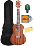 Kala KA-C Mahogany Concert Ukulele Bundle with Gig Bag, Tuner, Austin Bazaar Instructional DVD, and Polishing Cloth