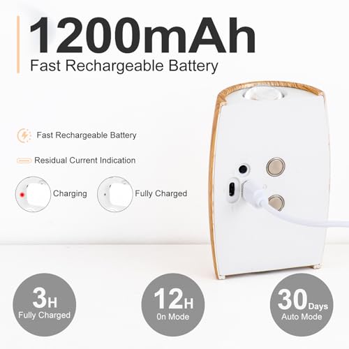 Apliques de pared LED recargables con sensor de movimiento madera clara 2 uds 4