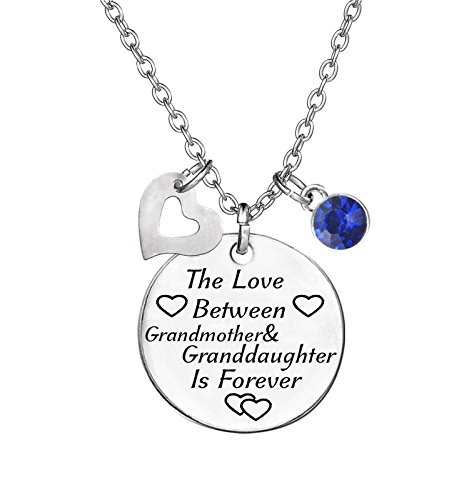 Birthstone Crystals Necklace,The Love between Grandmother and Granddaughter is Forever Necklace Family Jewelry