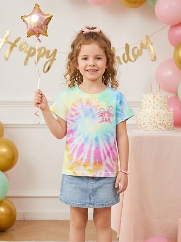 Image of YHHR Birthday Girl Shirt Tie Dye Girls Birthday Shirts 7-14 Year Kids Tops