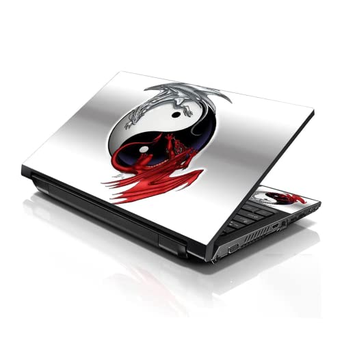 Image of LSS 15 15.6 Inches Laptop Notebook Skin Sticker with 2 Wrist Pads - Reusable Cover Protector Vinyl Sticker Cover Decal Fits 13 inch - 16 inch HP Asus Acer - Ying Yang Dinosaurs Pattern