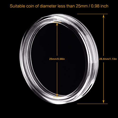 Eeoyu 100 Pieces 25 mm Coin Capsules Holder with Plastic Storage Organizer Box for Coin Collection Supplies3