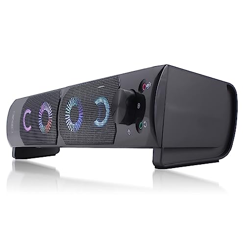 Caixa de Som Soundbar Gamer 12W Rms Real Led Rgb Torre Alto Falantes Subwoofer Estéreo P2 Usb Pc Com