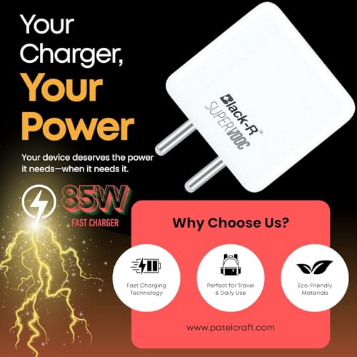 Image of Black-R 85W USB A Universal Charger Adapter, Multi Protocol - SuperVooc, QC, Warp, Dash, Dart, Turbo - All Protocol Supported | Charging Adapter