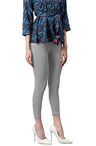 Image of Janasya Women's Grey Viscose Lycra Legging