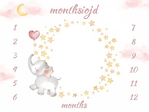 Image of OLIVE OLIVIA Personalized Monthly Baby Milestone Blanket, Baby Months Blanket, Perfect Custom Newborn Gifts,50 inchx60 inch
