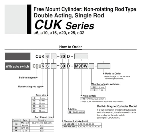 CUK20-10D mini cylindre de guidage et vérin pneumatique 20mm - 3