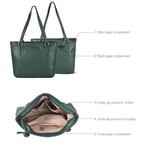 Image of Leather Purse For Women - Real Leather Tote For Women - Ladies Shoulder Handbag For Work, Travel, Casual Use