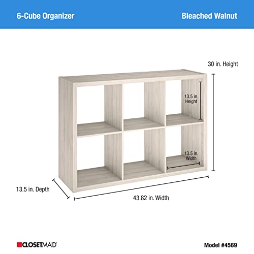 Image of ClosetMaid Decorative Open Back 6-Cube Storage Organizer, Bleached Walnut