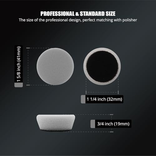 Image of SPTA PRO Gray Mini Ultra-Fine Finishing Polishing Pads, 10Pcs 1.3inch /32mm Sponge Polishing Buffing Pads, Car Foam Detail Polishing Pad Kit for Car Detail Polishing, Small Area Polishing -FF103-10