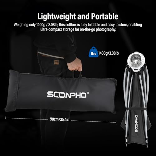 Soonpho 47"/120cm Octagonal Softbox, Quick Release Bowens Mount Softbox with Honeycomb Grid, Light Diffusers, Bag for Godox SL60W, SL60IID, SL60IIBI, for Neewer CB60B, FS150B, CB100C, for Amaran 200xS - image 9