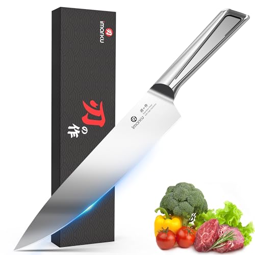 Image of imarku Chef Knife 8 Inch, Ultra Sharp Stainless Steel Kitchen Knife with Ergonomic Handle, Professional Cooking Knife for Meat, Vegetables & Fruits, Rust Resistant Chef's Knife with Gift Box