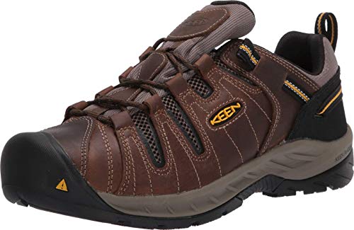 KEEN Utility Flint 2 Low Height Leather Soft Toe, Work Shoes mens, Cascade Brown/Golden Rod, 10.5