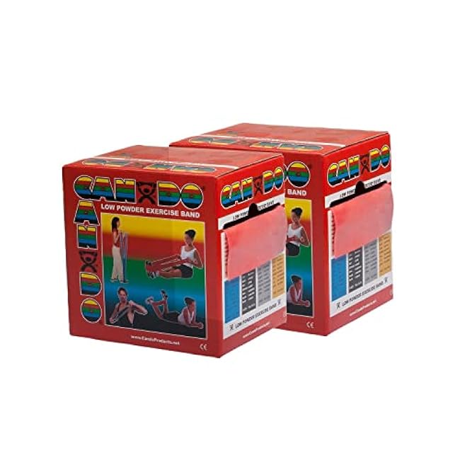 CanDo Twin-Pak Exercise Band, Red, 100 Yard