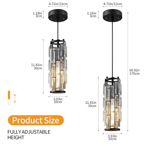 Suspension en cristal ajustable luminaire suspendu moderne E27 - 3