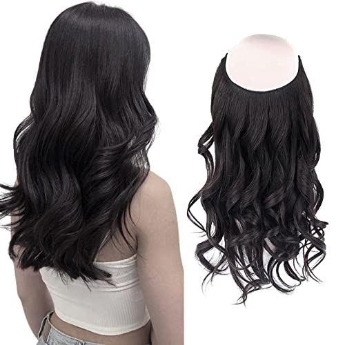 Sassina Invisible Wire Human Hair Extensions Remi Off Black For Women, Miracle Wire In Hair Extensions No Glue No Clip Fish Line Hair Extensions 20 Inch 120 Gram #TOP11