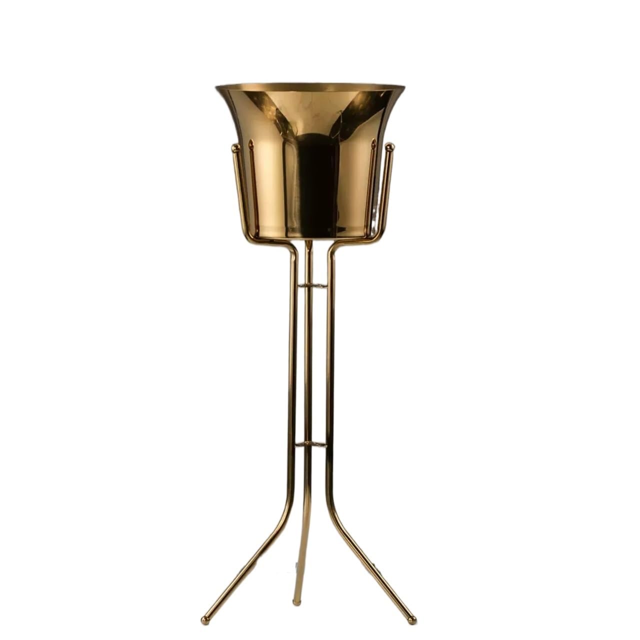 Cubo de hielo para vino de acero inoxidable con soporte de bar
