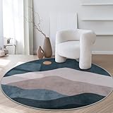Sungea 5ft Boho Round Classroom Rug,Abstract Washable Non-Slip Mountain Area Circle Rug,Soft Mountain Low-Pile Circle Throw Rugs for Living Room Sofa Dining Room Decor(Blue)