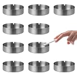10 Stück Aschenbecher Edelstahl, 8cm Silber Aschenbecher, 3 U-förmige Schlitze Moderne Tischplatte Aschenbecher für Draußen und Innen