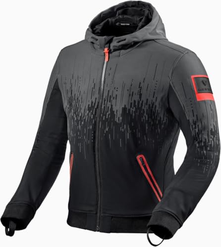 REV'IT! Revit Quantum 2 WB Sweat à capuche moto/Blouson textile, noir/rouge, L