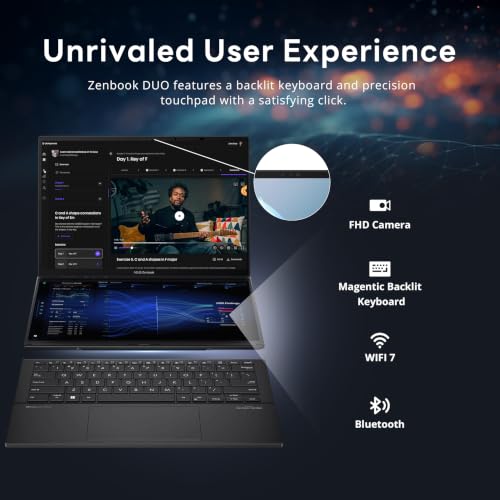 Image of ASUS Zenbook Duo 2-in-1 14 inch WUXGA OLED AI Touchscreen Laptop, Intel Ultra 9-285H, 32GB LPDDR5X, 5TB Storage (4TB SSD&1TB Dock), Intel Arc 140V, Magnetic Backlit Keyboard, Light, Wi-Fi 7, Win 11, Gray