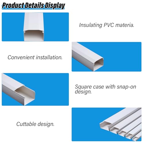 Canaleta para cables de PVC blanco, protector ligero para cables de piso, ocultador duradero para cables de pared para oficina, hogar y cocina (Color: Blanco, Tamaño: 30x15 mm) miniatura 4