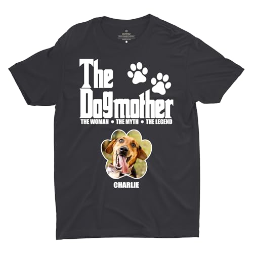 LEVY PAW personalisierte The Dogmother T-Shirts mit Fotos benutzerdefinierte Hundefoto-T-Shirts The Dog Mother T-Shirts Beste Hundegeschenke für Frauen (1 Hund)