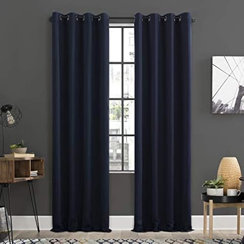 Sun Zero Soho Navy Blue Blackout Curtains Cover