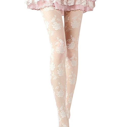 Femme Collant Résille Taille Haute Sexy Coquine Transparent Erotique Chaussettes - Imprimé Rose,Femme Résille Fantaisie Bas Resille Tendance Élastique Antidérapant Chaussettes (Blanc, Taille libre) Cover