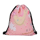 ZHENGJI Moda con cordón Bolsa Impresión Unicorn Mochila Feminina Drawstring Mochila Mujer Daily Casual Girl's Knapsack 29037(Skd29049)
