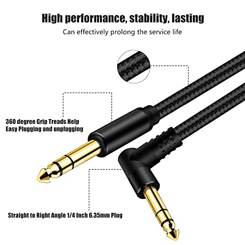 Belipro 1/4 Inch Trs Instrument Cable 10Ft, 6.35Mm Trs To 6.35Mm Trs Stereo Audio Cable Male To Male Right-Angle-To-Straight For Electric Guitar, Bass, Keyboard,Mixer,Amplifier,Speaker,Equalizer.… #TOP2