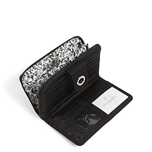 Vera Bradley Women's Cotton Turnlock Wallet With Rfid Protection, Black, One Size #TOP27