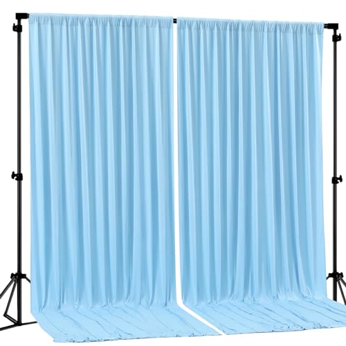 Blue Backdrop Curtains 2 Panels - Wrinkle-Free Light Blue Curtains