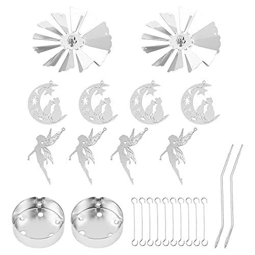 Fingerinspire 2 Styles Rotary Candle Holder Moon Cat & Fairy Carousel Candle Spinner Rotating Metal Tea Light Candle Holder Small Gift Windmill Candlestick For Wedding Birthday Party Home Table Decor #TOP2