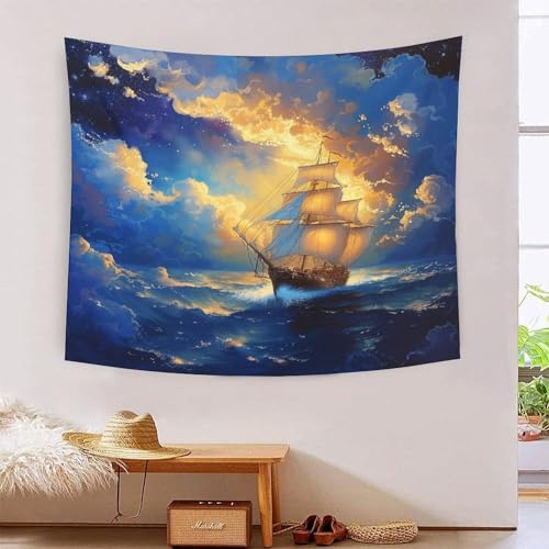 Couverture murale 3D voilier KAYZTGSDA 180x230cm en polyester doux pour deco chambre enfant