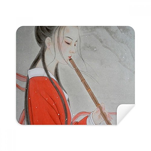 Red Beauty Flute Chinese Painting Cleaning Cloth Screen Cleaner 2pcs Suede Fabric
