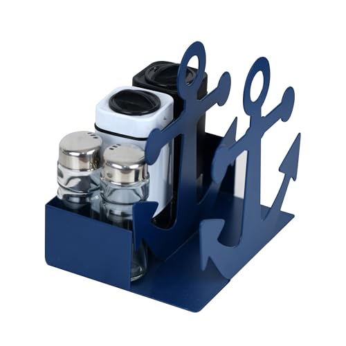 Nautical Anchor Metal Napkin Holder (Blue) - Freestanding Paper Towel