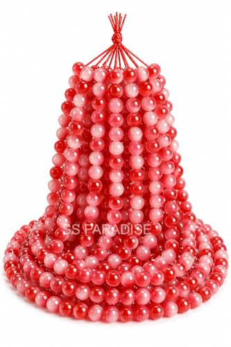 Image of SS Paradise 8mm Glass Beads (6 Colors 300 Pieces) for Jewellery Making | Round Loose Beads Strands for Necklace, (Set 4) Colour Subject to Availability !