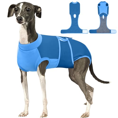 Image of Kuoser Dog Recovery Suit, Female /Male Spay /Neuter /Postpartum Care, Anti-Licking Pet Surgical Suit, Blue, Large (23-48LB)