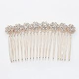 Peineta de pelo nupcial con lazo de rosa de color plateado para niñas, adornos para el cabello de cristal, joyería de boda, accesorios para el cabello -
