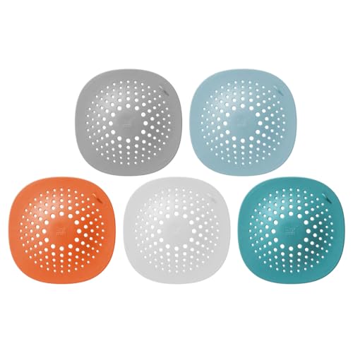 5pcs Multipurpose Hair Catcher Drain Protectors Rubber Sink Strainer for Shower Bathtubs and Kitchen Sink