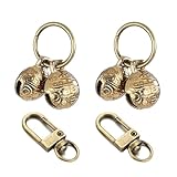 ZAAWUUT Kupferglocken für Katzen und Hunde, Vintage-Stil, 2 Stück, Haustier-Tracking-Glocken mit Schnapp-Clips für kleine Hunde und Katzen, klarer Klang, Messingglocken, 22 mm, Metall