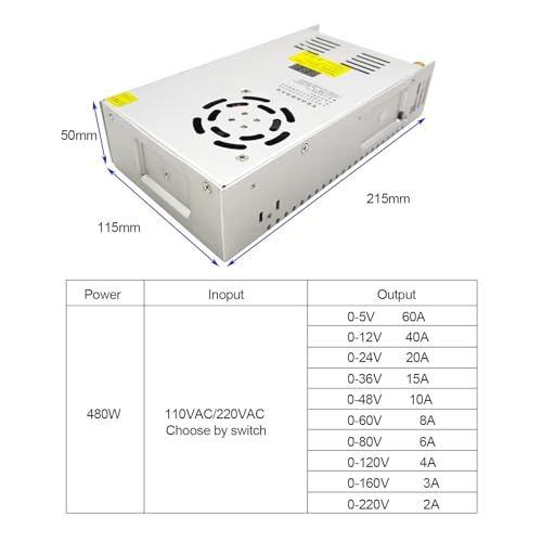 Alimentation à affichage numérique 480W à tension réglable haute tension - 8