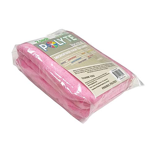 Polyte Microfiber Hair Turban Wrap Drying Towel (12x28 Large, 2 Pink)